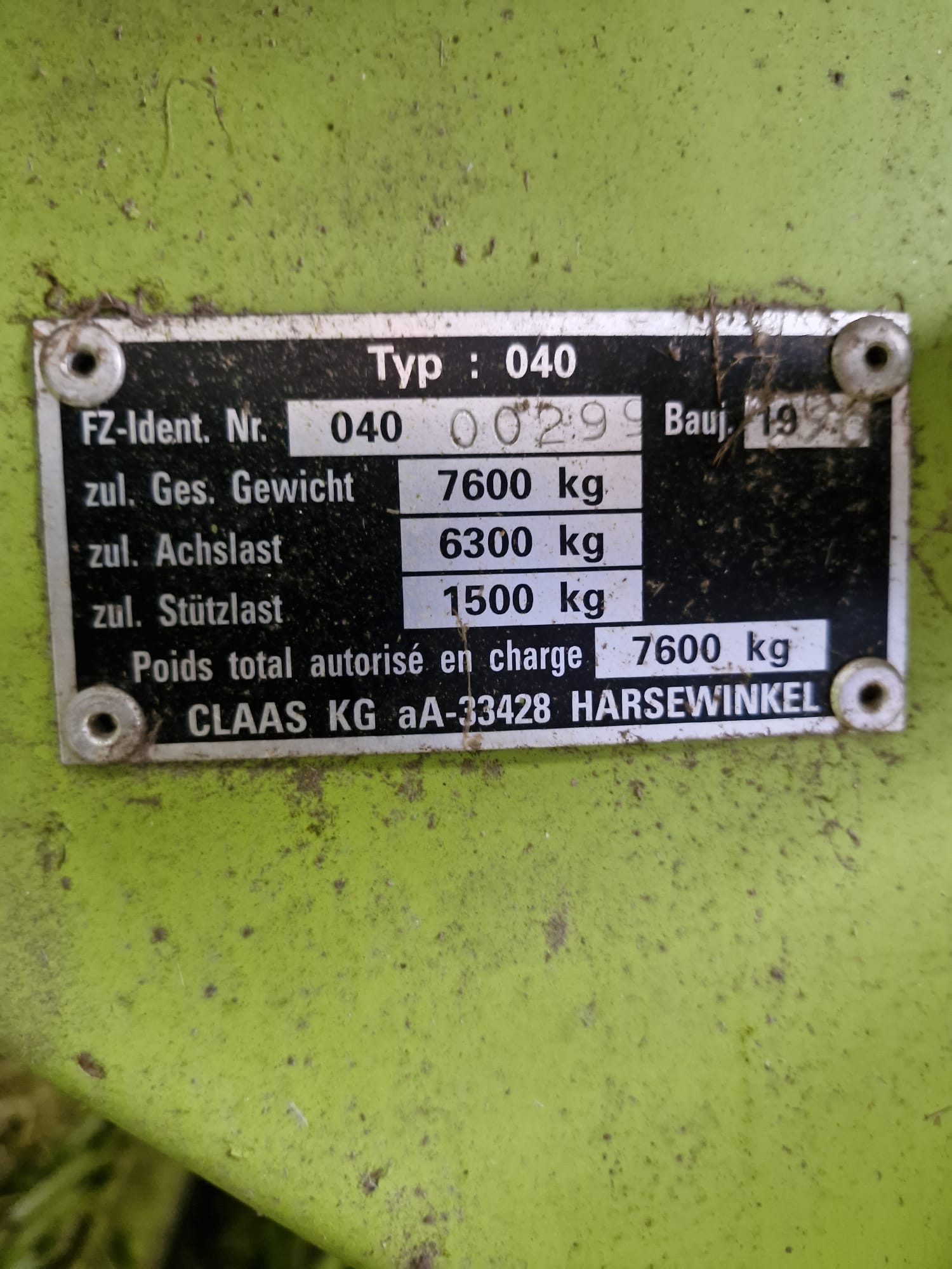 Claas Quadrant 1200, rok produkcji 1996