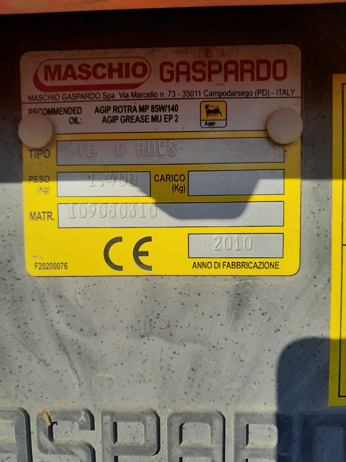 Siewnik do kukurydzy Gaspardo. 6 rzędów. Talerzowy.