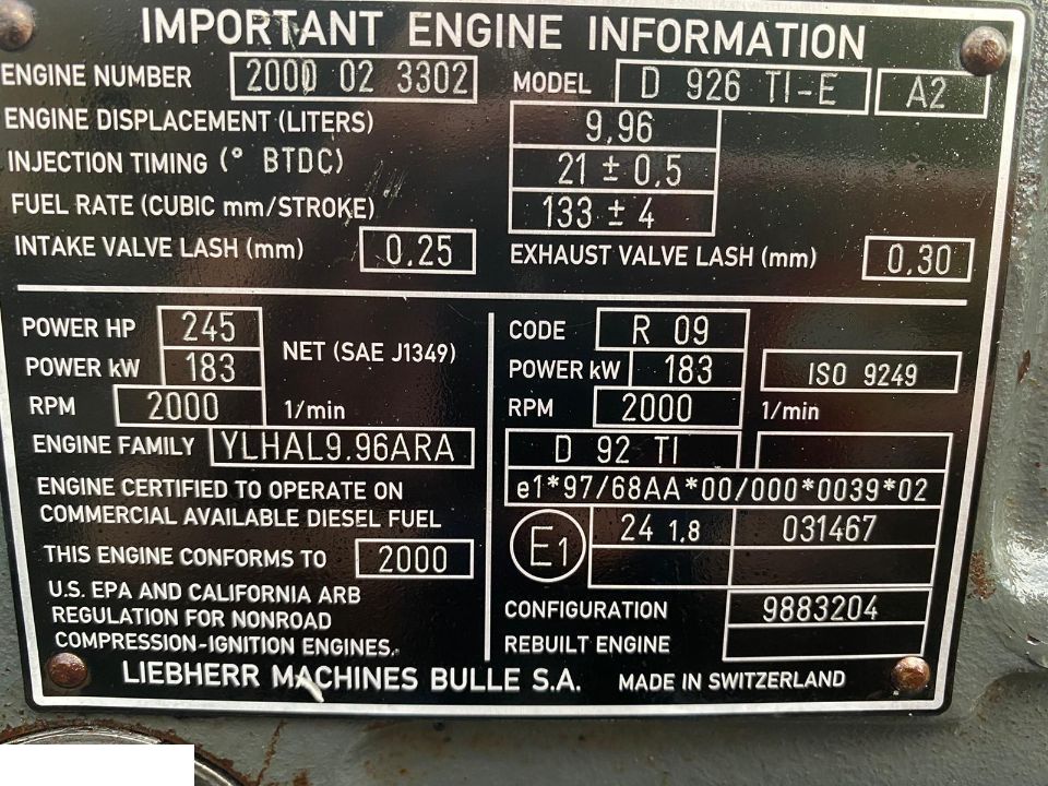 Blok Silnika liebherr D926