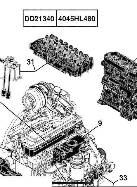 John Deere R520109, RE553422, RE523430, RE567121 - Głowica cylindrów