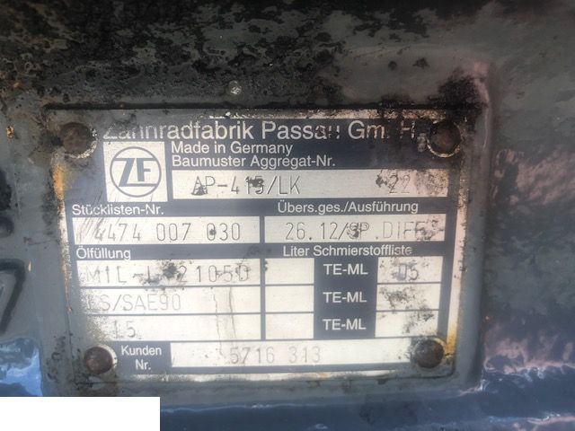 Most napędowy ZF AP-415/LK - Zwolnica Wkład Mostu