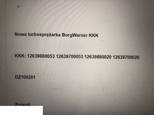 Turbo Spręźarka Borg Warner dz100201