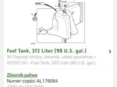 Zbiornik Paliwa - John Deere 7530 Premium