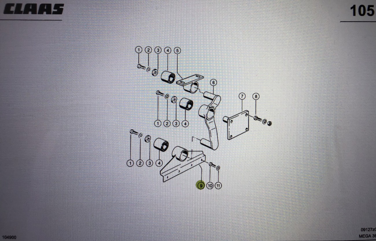 Blacha łoźyska Claas Mega 370-340 Nr kat. części lewa 000 662 631 0