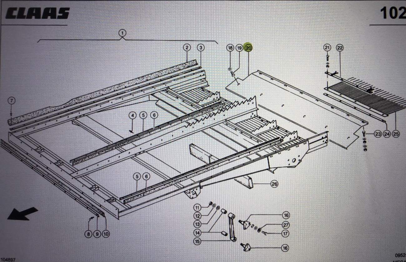 Blacha prowadzącą Claas Mega 370-340 Nr kat. 000 647 011 1 Nr kat. 000 647 011 1