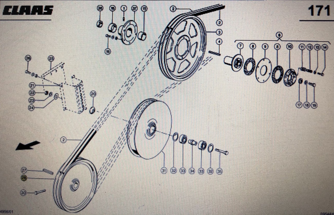 Koło pasowe Claas Mega 370-340 Nr kat. 000 667 545 3 Nr kat. 000 667 545 3