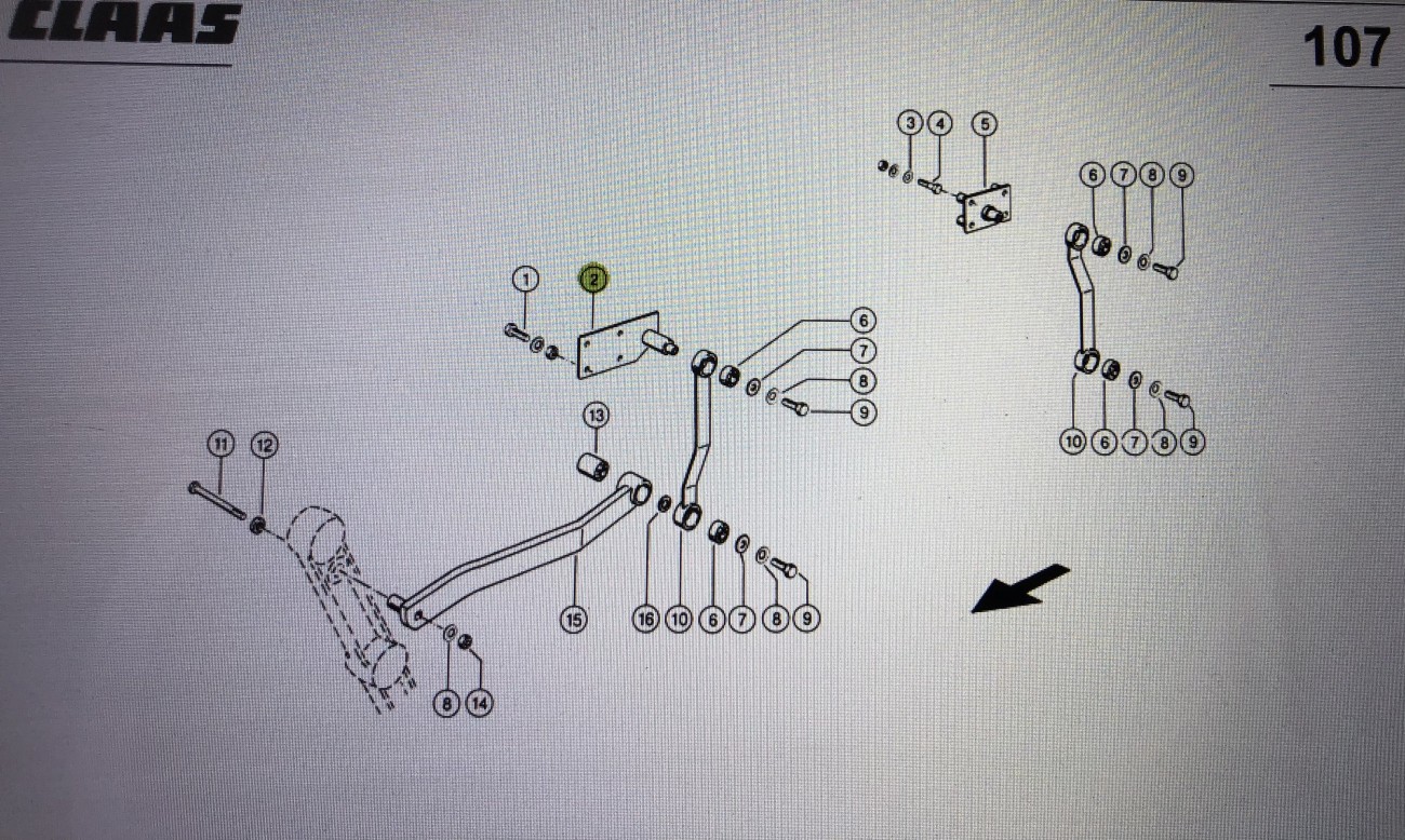 Ogranicznik Claas Mega 370-340 Nr kat. 000 647 571 0 Nr kat. 000 647 571 0