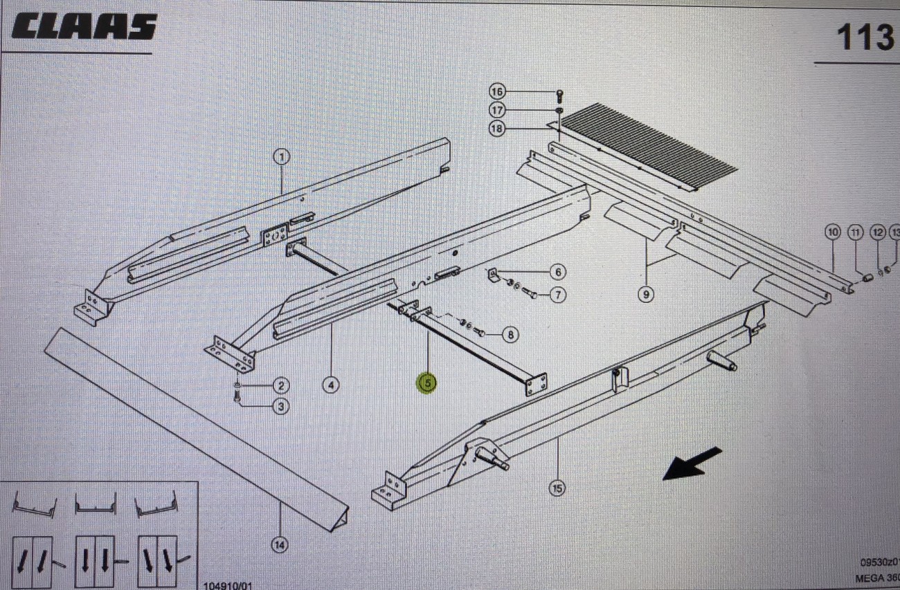 Połączenie poprzeczne Claas Mega 370-340 Nr kat. części 000 647 634 1