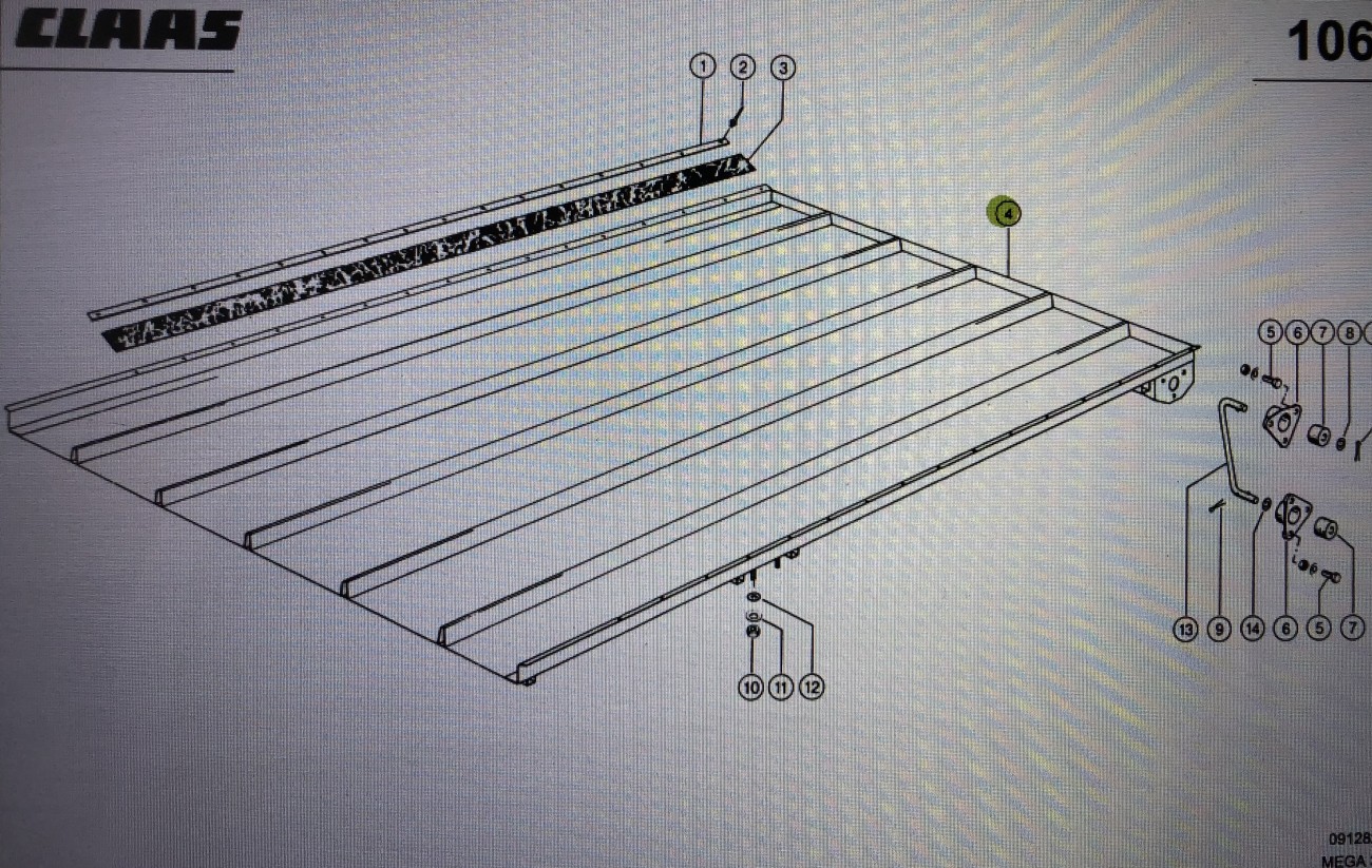 Półka Zwrotna Claas Mega 370-340 Nr kat. części 000 686 817 0 Nr kat. części 000 686 817 0