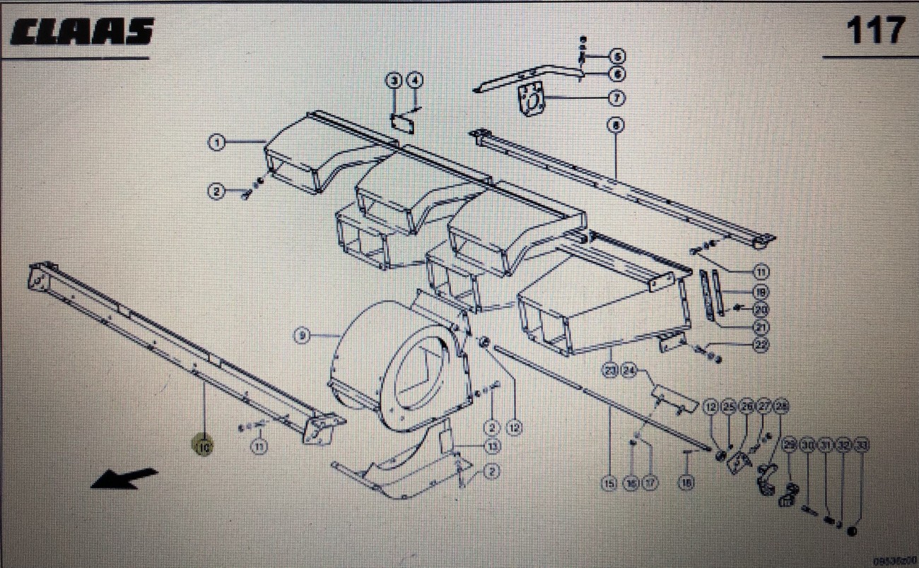 Profil poprzeczny Claas Mega 370-340 Nr kat. 000 607 961 2 Nr kat. 000 607 961 2