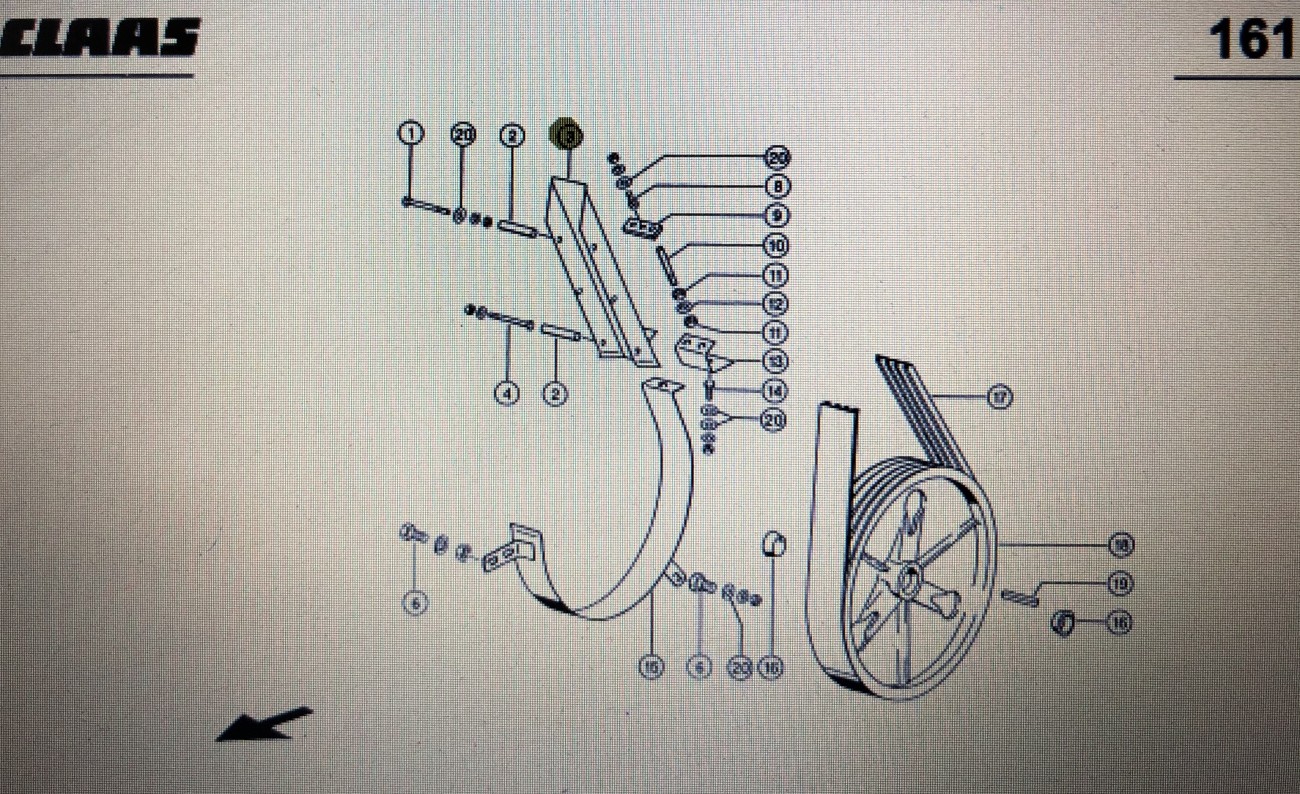 Prowadnica pasa Claas Mega 370-340 Nr kat. 000 661 167 0 Nr kat. 000 661 167 0