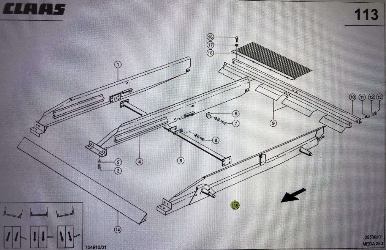 Ściana Sita Claas Mega 370-340 Nr kat. części prawa 000 542 208 0
