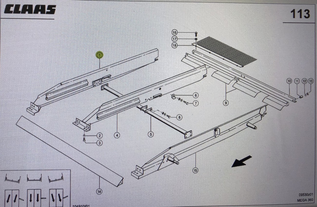 Ściana Sita Claas Mega 370-340 Nr kat. części prawa 000 542 208 0