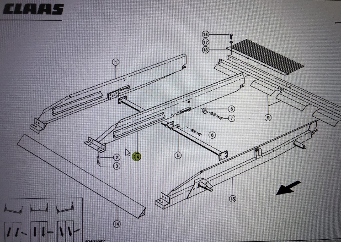 Ściana sita środkowego Claas Mega 370-340 Nr kat. części 000 647 544 1