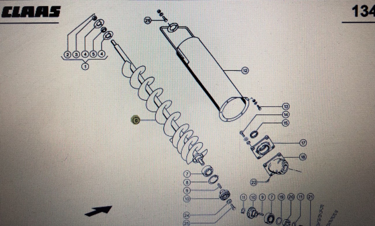Ślimak napełniający Claas Mega 370-340 Nr kat. 000 543 092 3 Nr kat. 000 543 092 3