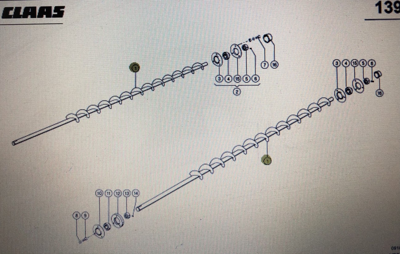 Ślimak podłuźny Claas Mega 370-340 Nr kat. 000 642 184 1 Nr kat. 000 642 184 1