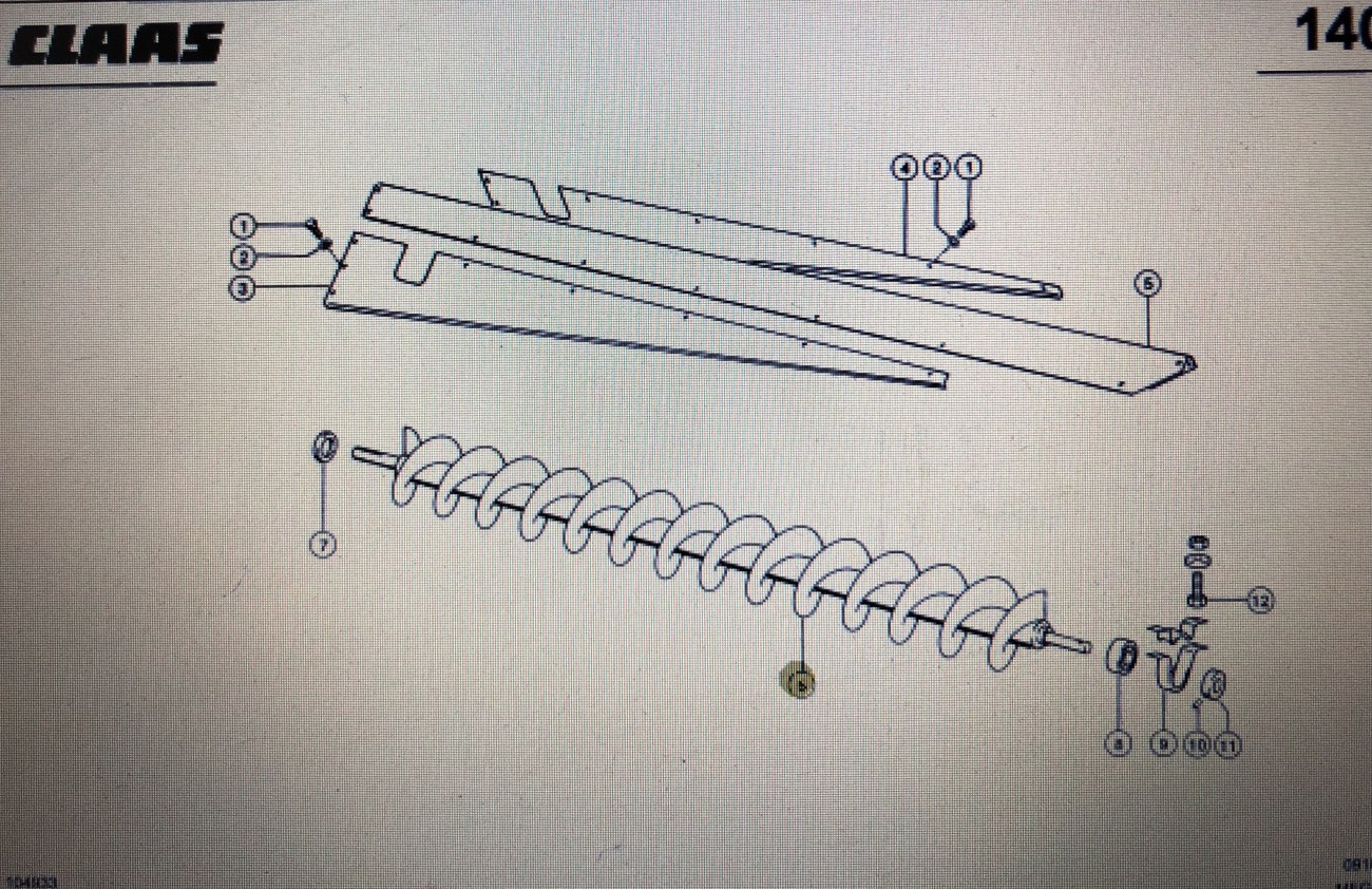 Ślimak zbiornika ziarna Claas Mega 370-340 Nr kat. 000 542 215 0 Nr kat. 000 542 215 0
