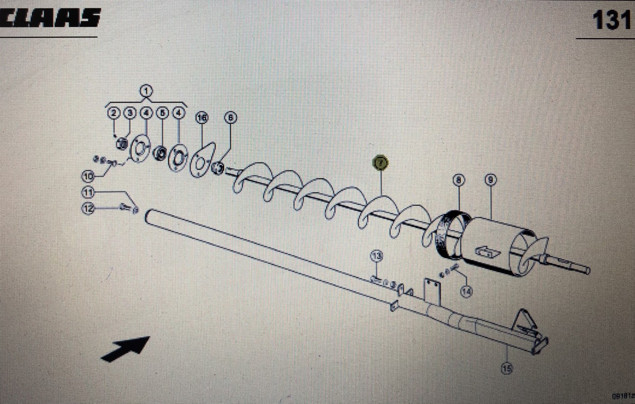 Ślimak ziarna Claas Mega 340-370 Nr kat. 000 642 880 2 Nr kat. 000 642 880 2