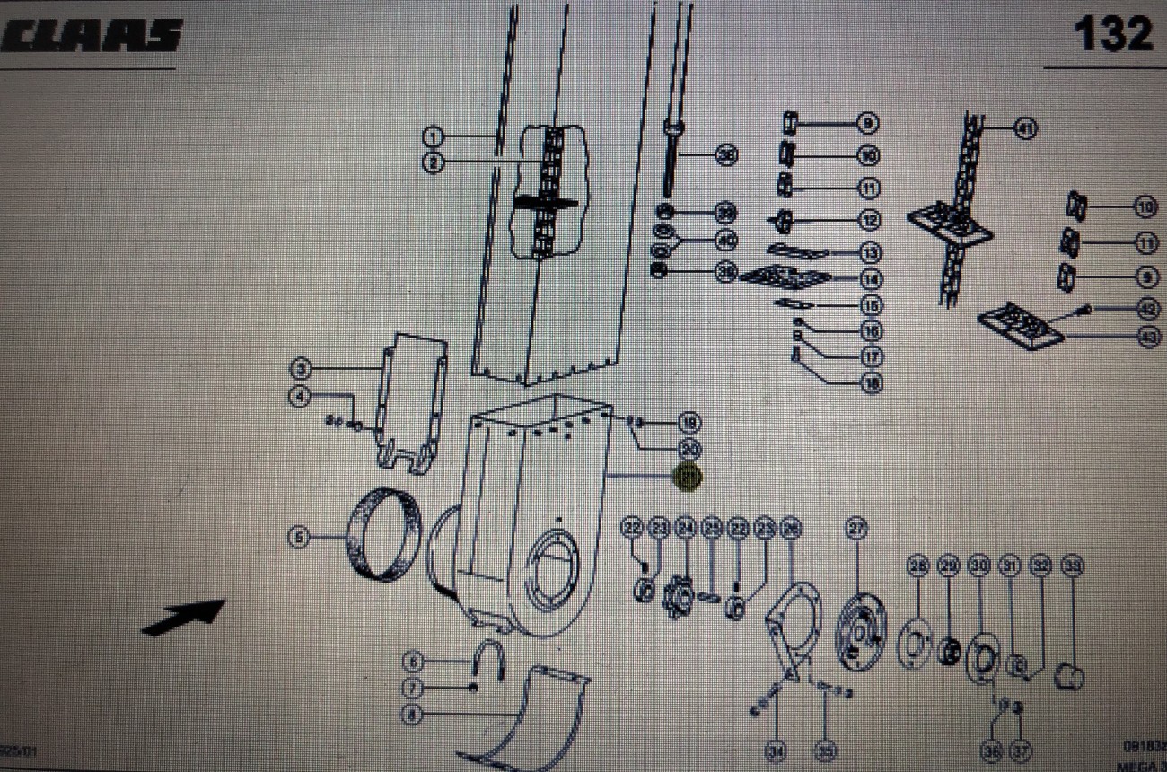 Stopa przenośnika Claas Mega 370-340 Nr kat. 000 687 330 2 Nr kat. 000 687 330 2