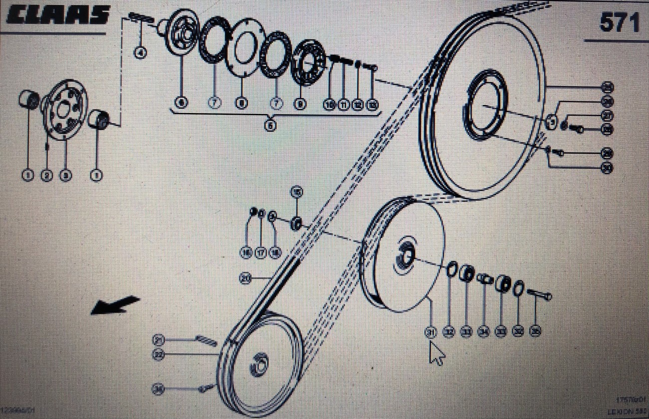 00 0661 380 0/00 0628 594 1/Claas rolka prowadząca/Lexion 580 560 670 410-405 Tucano 330-320
