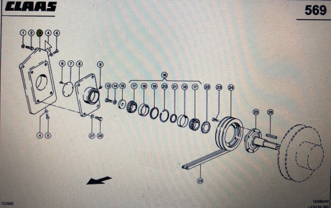 00 0667 538 0/Claas dżwigar wariatora/Claas Lexion 580 670 750-730 560 630-620 460-440 480 600