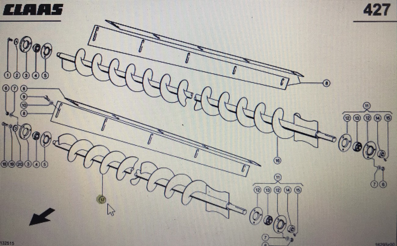 00 0755 441 2/00 0755 440 2/ślimak wysypu ziarna/Lexion 580 600 530-510 630-620 750-740