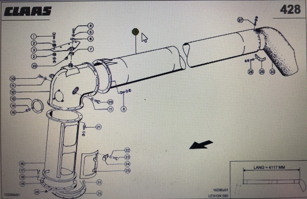 00 0792 656 5/Claas rura rozładowcza/Lexion 580 600 630-620 760 Tucano 320 580-570 430-420 450-440