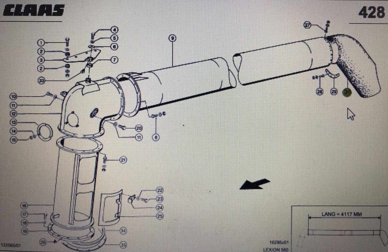 00 0792 914 0/tuleja rozładowcza/Lexion 580 670 760 630-620 750-740 Tucano 560 430-420 450-440