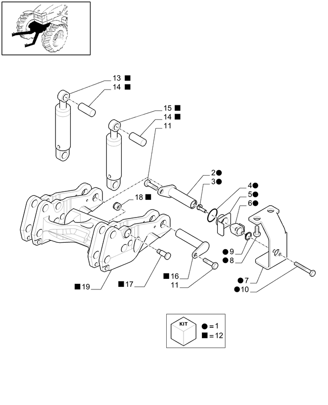 New Holland T6010 T6090 T6070 Sworzeń 40mm od x 104mm l 47057595