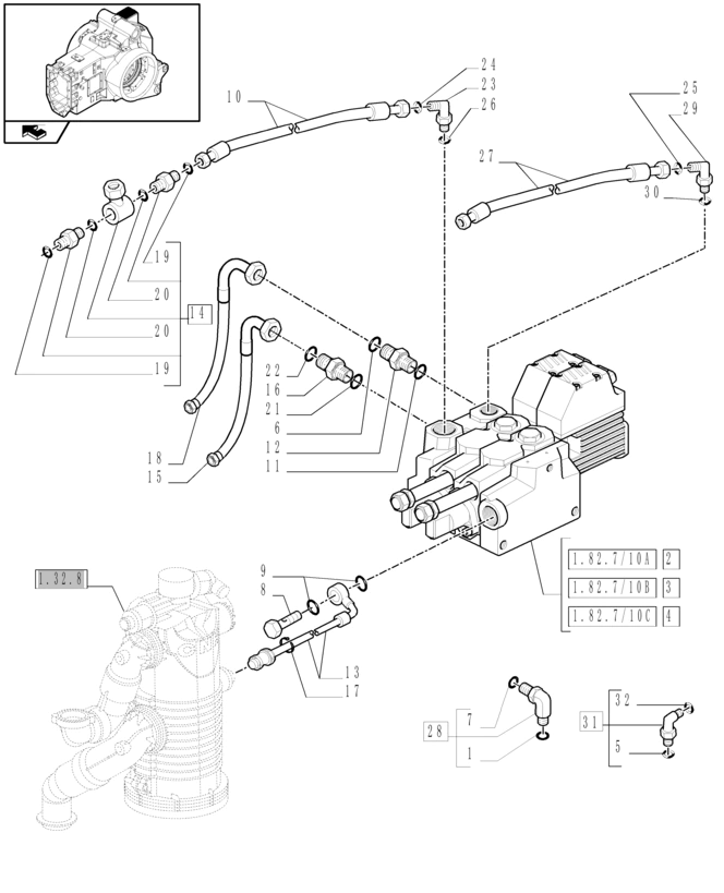 New Holland T6010 T6090 T6070 Zespół węźa 15.88mm id x 800mm l, sae 100r3 87736301