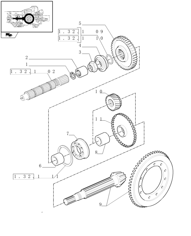 New Holland T6010 Wałek zębaty z29 87677236