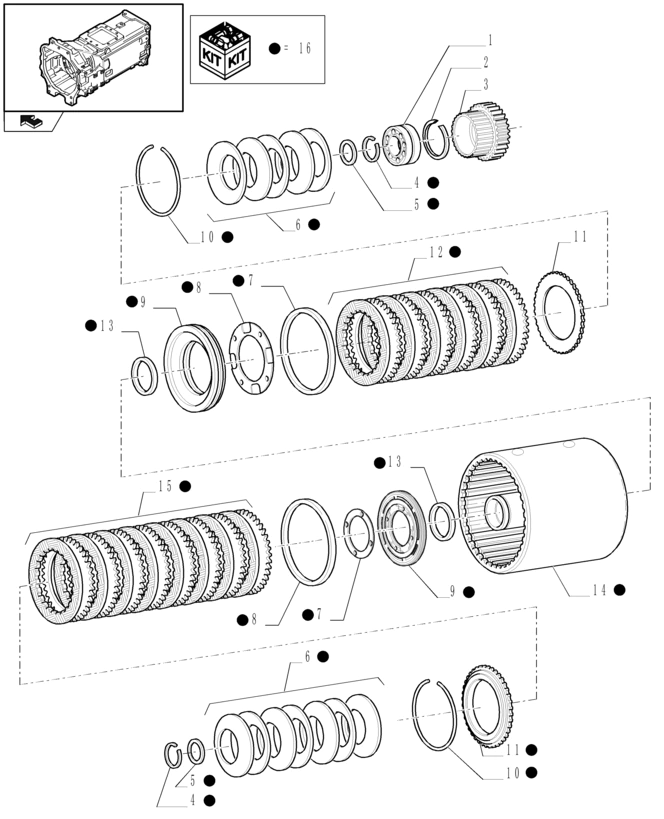 New Holland T6090 Zestaw sprzęgieł 1/2 - 3/4 speed 87730396