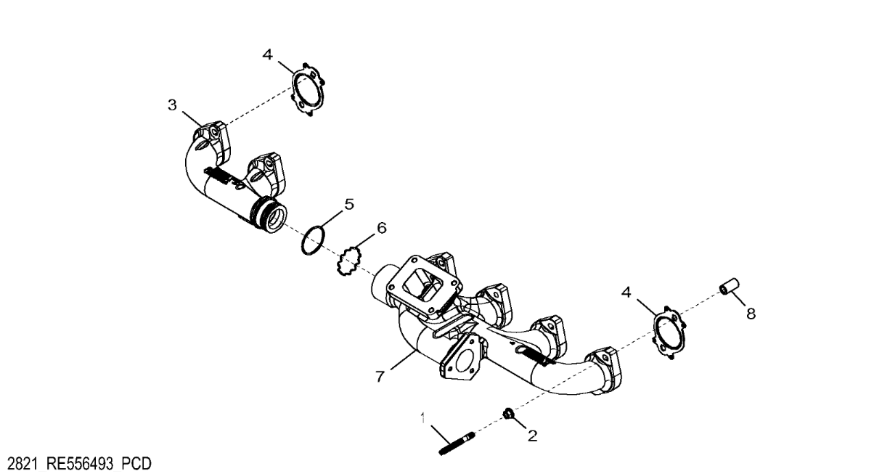 John Deere 9470RX - Kolektor wydechowy DZ100544 (Silnik)