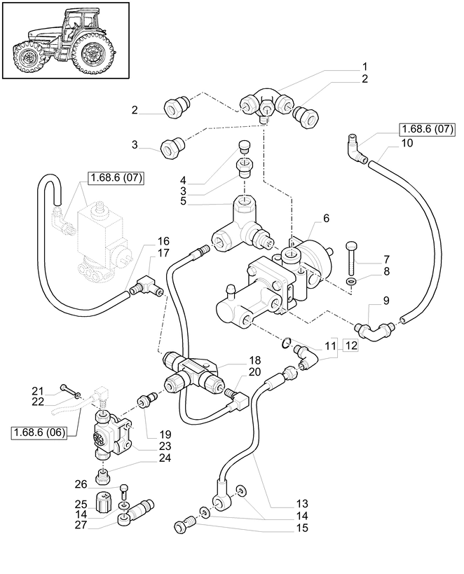 New Holland T6010 T6090 T6070 Złączka hydrauliczna 82038475