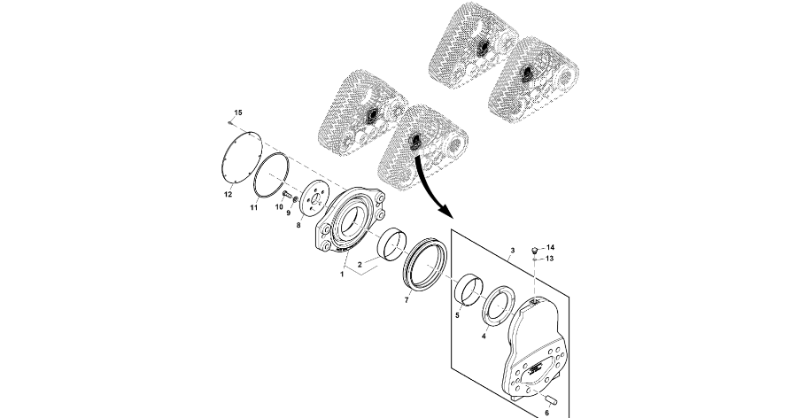 John Deere 9470RX - Oś przegubu RE566989 (Gąsienice i obciąźniki)