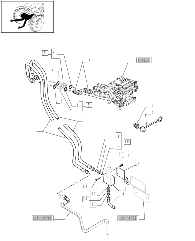 New Holland T6010 T6090 T6070 Wąź giętki hyd, 12mm id x 3100mm l 47057675