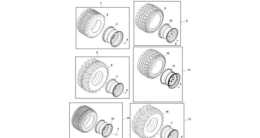 John Deere 960 - Zestaw koła i opony DC218375 (Rama, pokrywy, róźne)