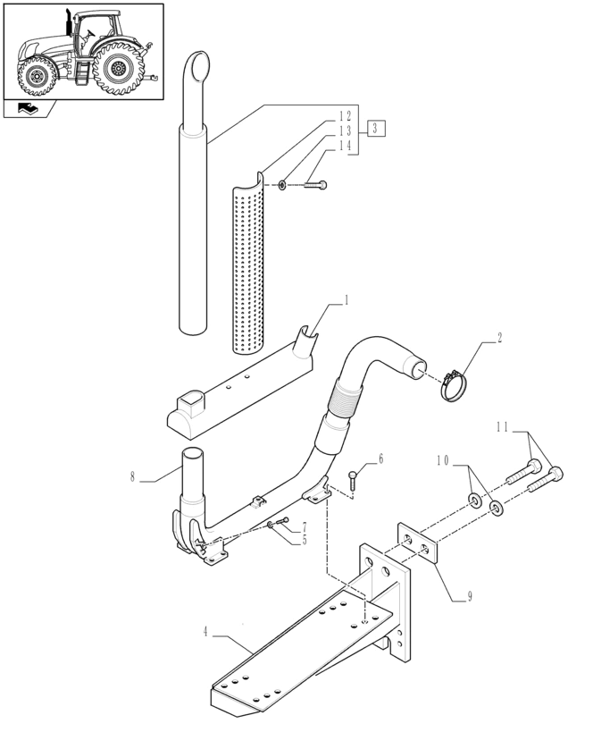 New Holland T6010 Tłumik w/ spark arrester, aspirated 87396433