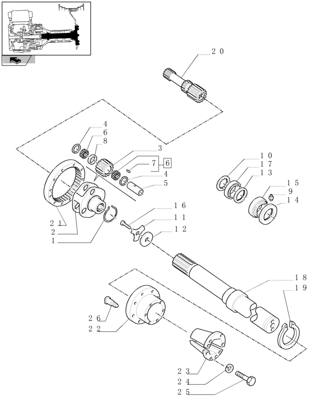 New Holland T6010 T6070 Wałek koła 87516454