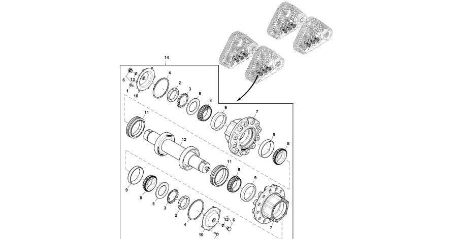John Deere 9470RX - Oś RE583716 (Gąsienice i obciąźniki)