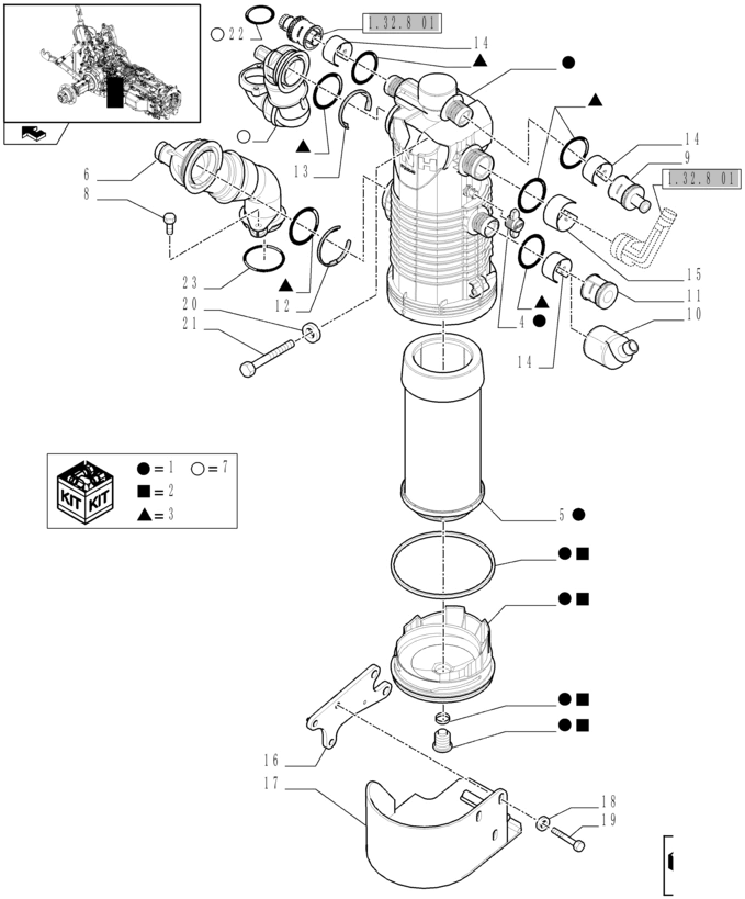 New Holland T6010 T7230 Filtr oleju hydr 194.6mm od x 493.3mm l 87313049