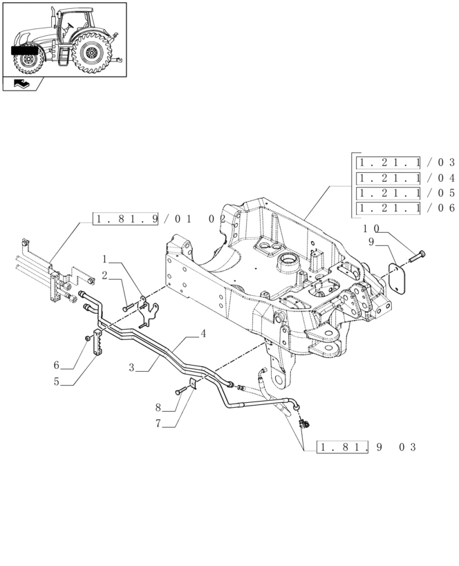 New Holland T6010 T6090 T6070 Rurka ciśnieniowa 84214782