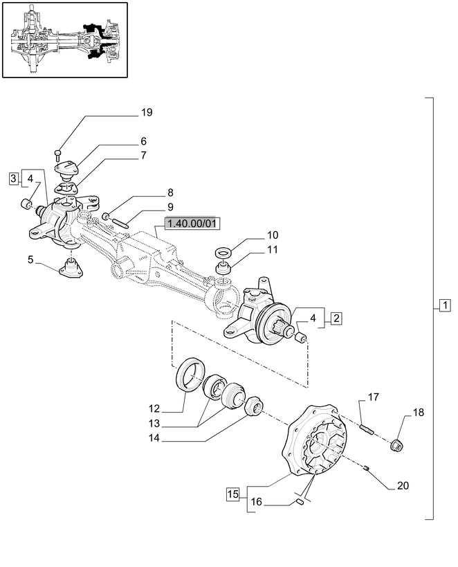 New Holland T6010 Zespół przegubu rh 84196952