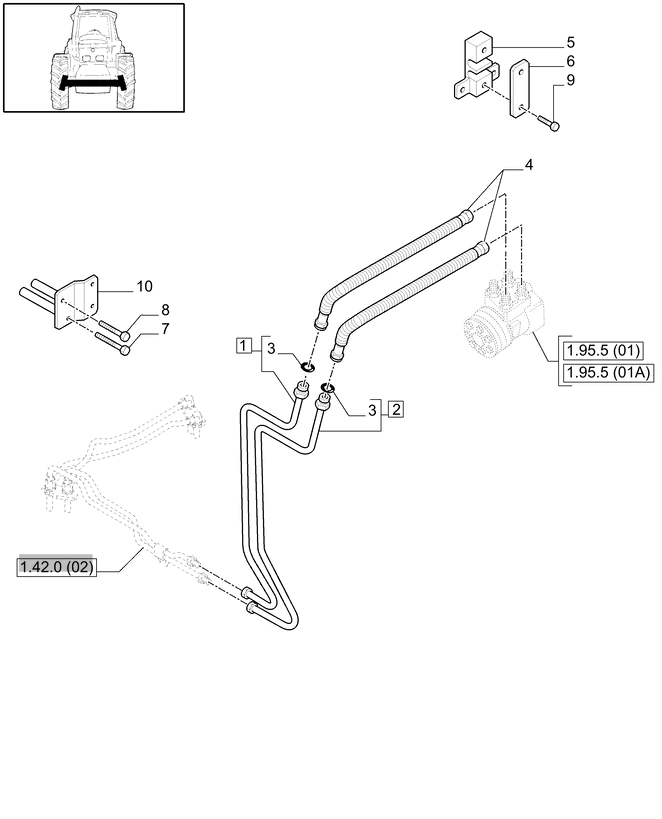 New Holland T6010 Wąź giętki 9.53mm id x 540mm l, sae 100r2 82035847