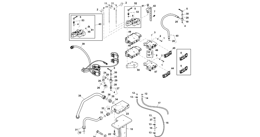 John Deere 9470RX - Wiązka przewodów podwozia RE586858 (Zawór sterujący)