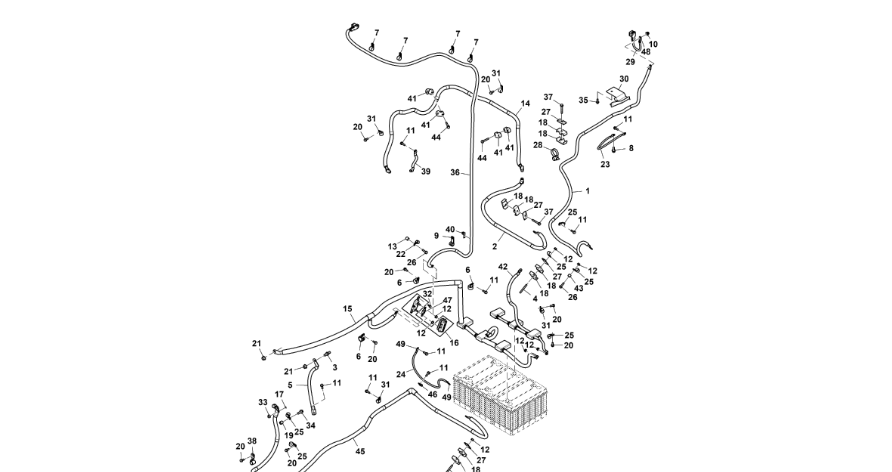John Deere 9470RX - Przewód akumulatora RE594427 (Alternator, spręźarka, bateria, rozrusznik)