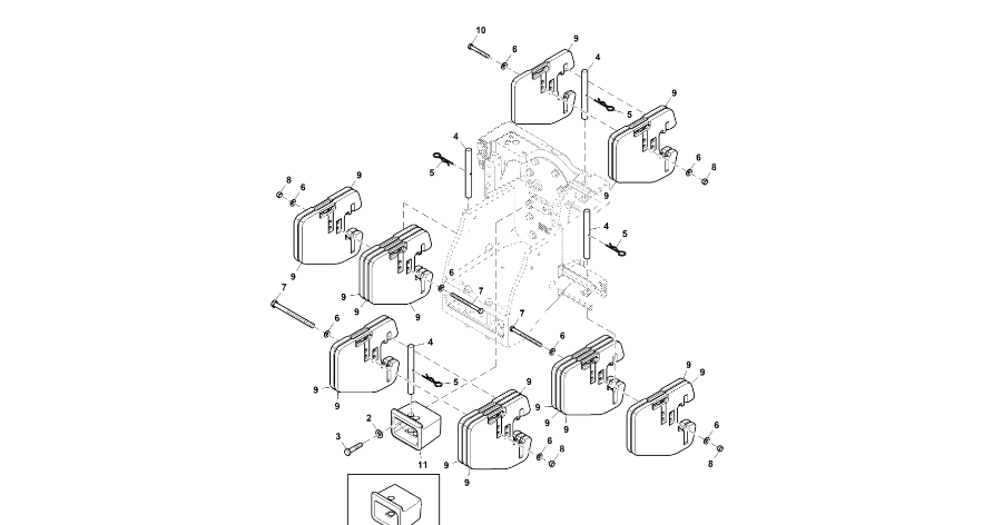 John Deere 9470RX - Części montaźowe R562521 (Gąsienice i obciąźniki)