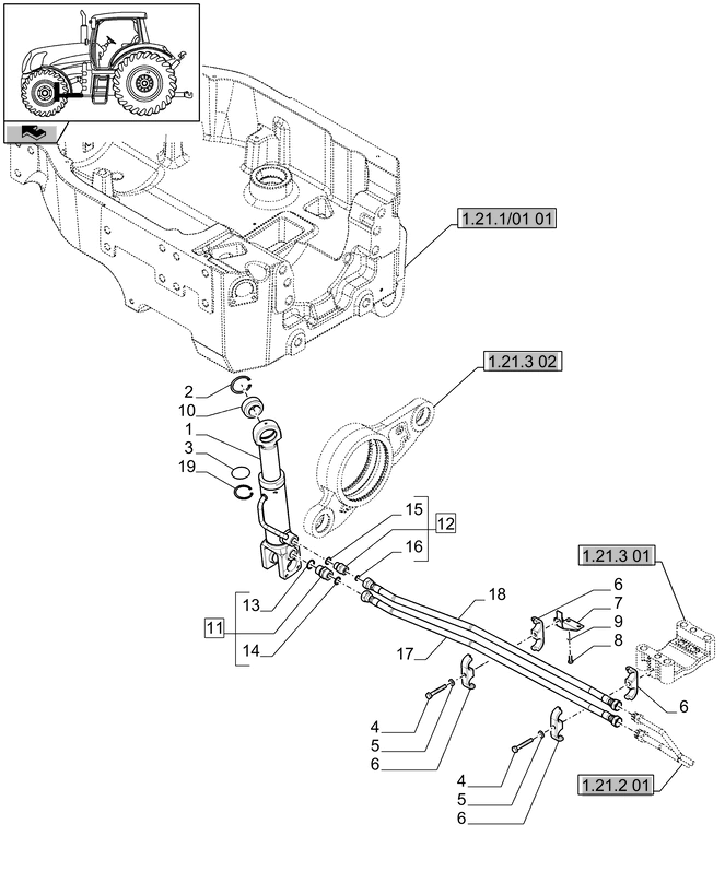 New Holland T6010 Siłownik double acting, 55mm rod, 152mm stroke 87664861