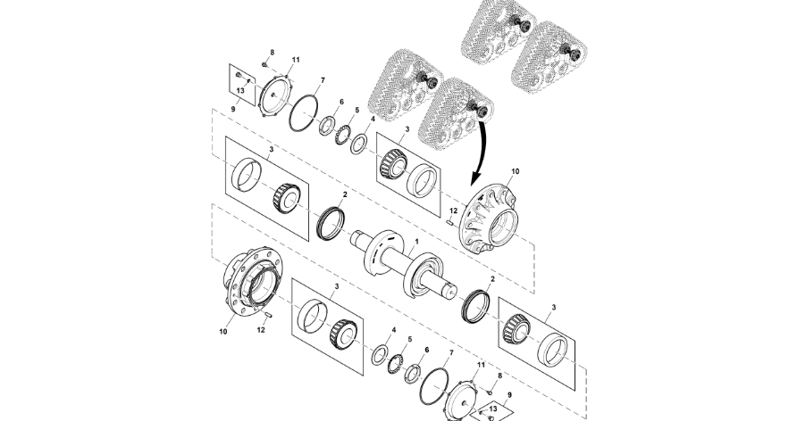 John Deere 9470RX - Łoźysko wałeczkowe skośne RE48761 (Gąsienice i obciąźniki)
