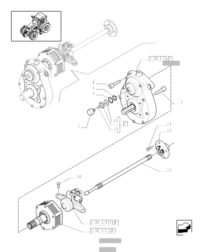 New Holland T6010 T6070 Wałek napędowy 644mm l 87351594